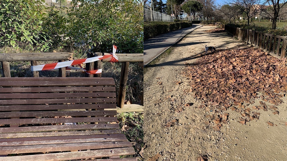 Deterioros en un parque de Pozuelo