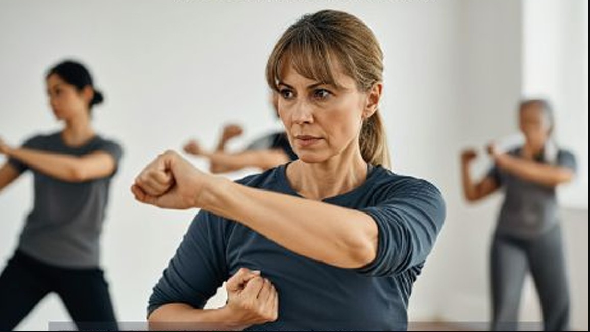 Mujer en clases de defensa personal