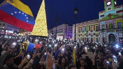 Venezolanos en La Puerta del Sol de Madrid