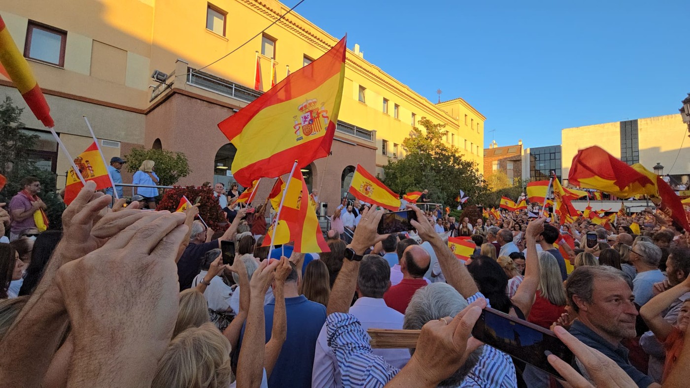 Pozueleros con banderas de España
