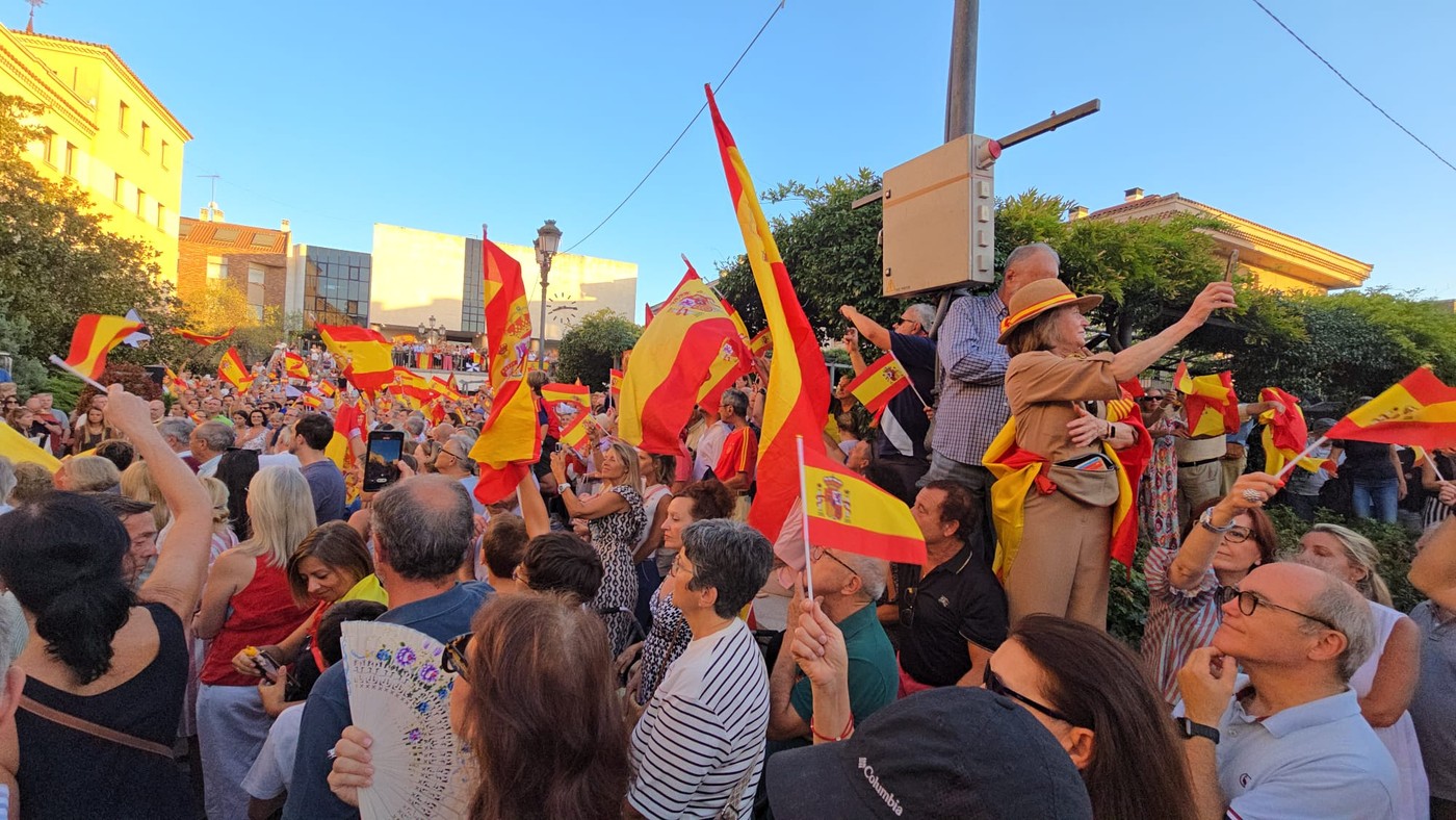 Pozueleros con banderas de España